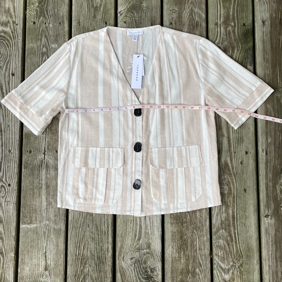 Top: Topshop Women's Boxy Pinstriped Button Down Vest - Picture 7 of 10